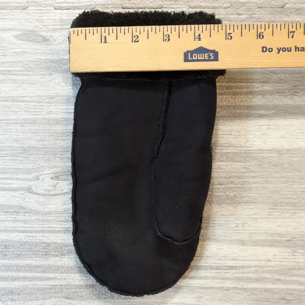 Vintage Talbots Women's Faux‎ Suede Fur Winter Mttens Black Washable Warm 1 Size